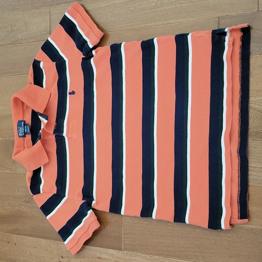 Polo by Ralph Lauren Orange and Black Striped Kids Polo Shirt